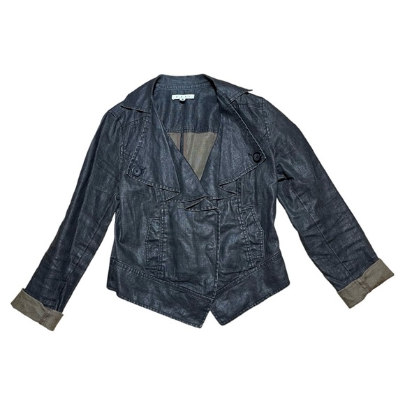 CAbi Waxed Linen Moto Jacket in Sz S - Picture 1 of 13